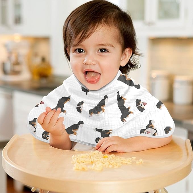 vvfelixl Muslin Burp Cloths Bernese Mountain Dog Baby Washcloths for Baby Girl Boys 2 Pack