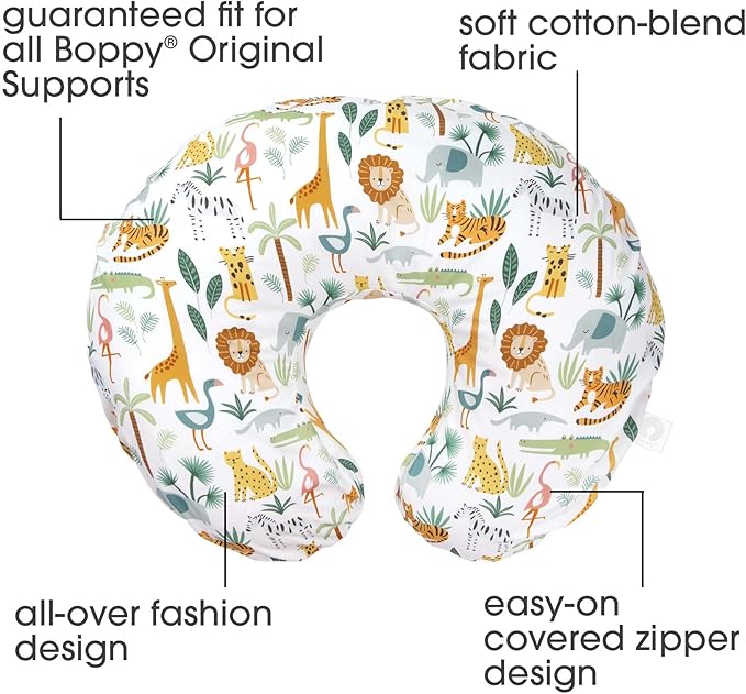 Boppy Original Nursing Pillow Liner Nursing Pillow Cover, Colorful Wildlife, Fits Original Support for Breastfeeding