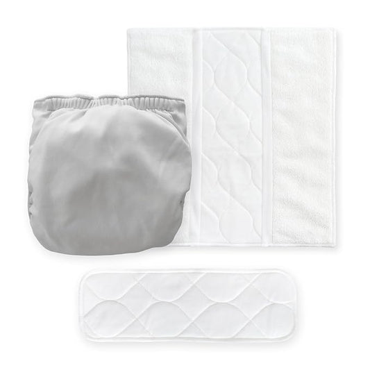 Amazing Baby Hybrid Cloth Diaper Cover with Pocket-Sling, Med, Sz 3 (12-25 lbs), Use Boosties Inserts, Gray, SmartNappy Set includes Swim Cover + Tri-fold Insert + Booster Pad