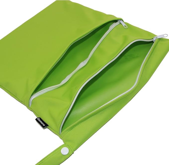 Damero 2pcs Pack Cute Travel Baby Wet and Dry Cloth Diaper Organizer Bag(Medium, Green+Orange)