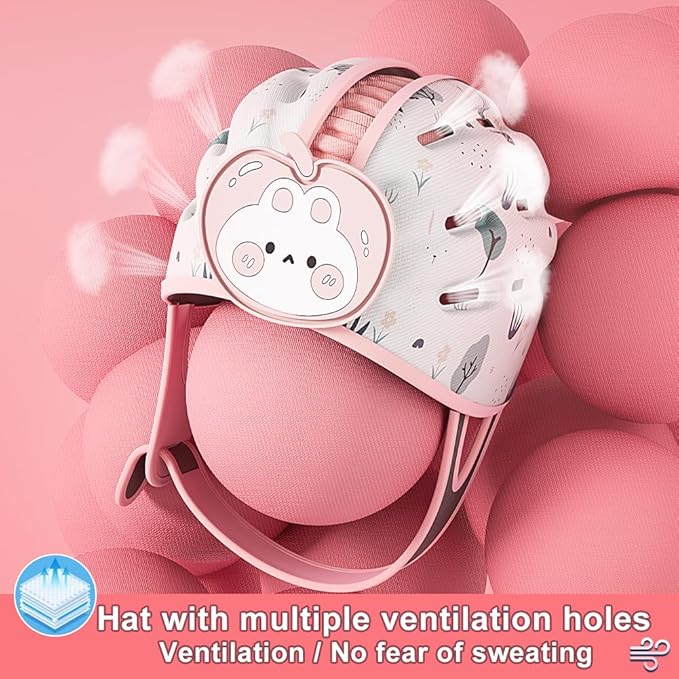 Baby Helmet for Crawling Walking Baby Head Protector Head Protection for Infant Baby Soft Cushion Safety Toddler Headguard 1-2 Years Old 6-12 Months (Pink Rabbit)