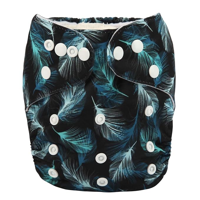 Baby Pocket Diaper Nappy Reusable Washable 8lbs to 36lbs (Blue Feather Down)