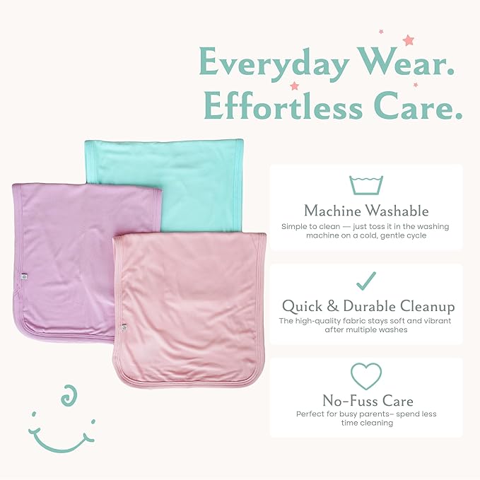 Caden Lane Premium Baby Burp Cloths, Ultra Soft & Absorbent, Gender Neutral for Newborn, Boy & Girl, Essentials for Feeding & Teething, Machine Washable, 3-Pack, Brights