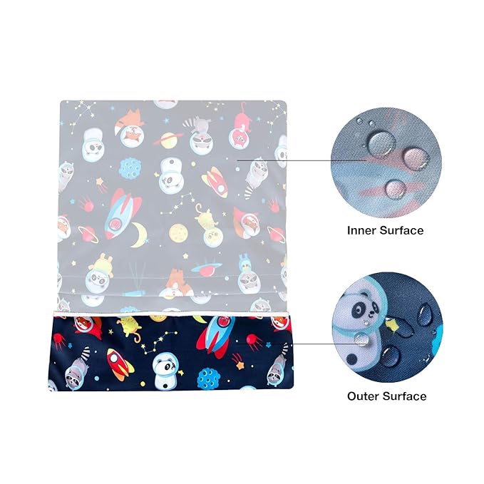 FLOCK THREE 4pcs Waterproof Wet Bag Reusable for Wet Clothes Baby Diapers Stroller Swimsuit Travel Reusable toiletries Pouch Small and Larger Electronics case 4 Pack (Blue Sky)
