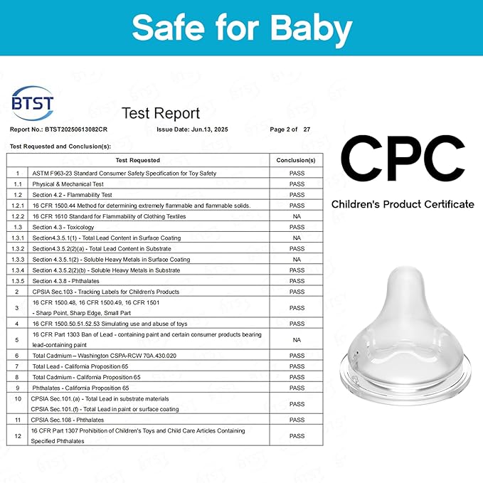 Silicone Nipples for Lansinoh Bottles, Replacement Nipple Anti-Colic for Baby 1m+, BPA Free, Slow Flow, Size S, 6 Count