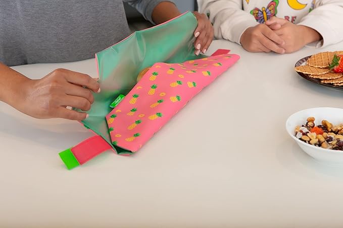 Roll'eat ® Boc'n'Roll 2 Units Pack Red Color and Watermelon Design | Reusable Sandwich Bag | Sandwich Container | Eco Friendly Food Bag | Reusable and Washable Sandwich Wrap