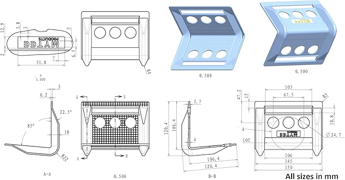 Mytee Products (100 Pack V Shaped Board 4" Blue Plastic Corner Edge Protectors for Cargo Loads | Tie Down Strap Guard for Winch, Ratchet Straps on Flatbed Trailers | V-Style Tie Downs Edge Protectors