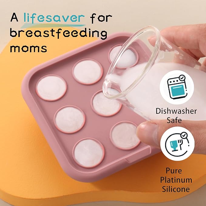 Baby Food Freezer Tray Silicone Nibble Freezer Tray,Baby Fruit Food Feeder Teether,Breastmilk Popsicle Mold,Babies Breast Milk Teether Pop Maker Maker for Homemade Infant Meals-Pink