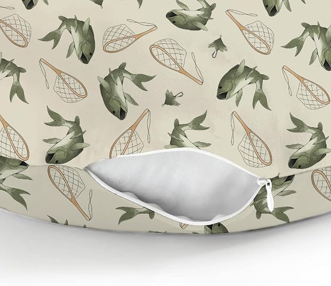 Gone Fishing Baby Nursing Pillow Covers for Boy Girl Vintage Bass Fishes Net Lake Nursery Pillowcase for Breastfeeding Pillows Fishing Lovers Gift Soft Stretchy Slipcovers for Newborn Infant