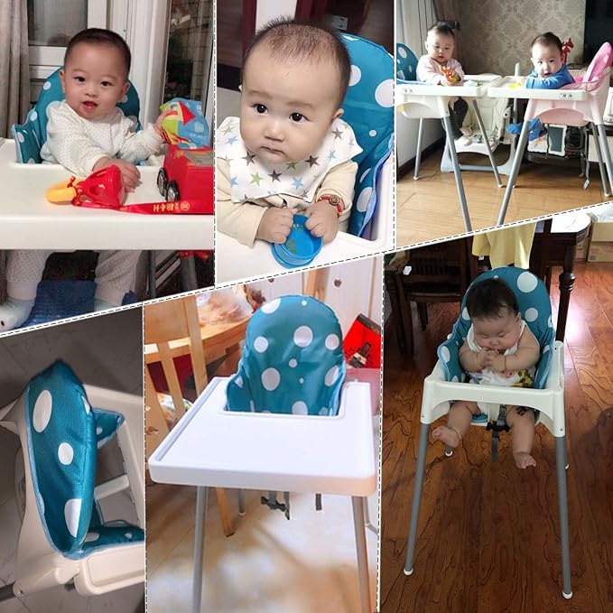 ZARPMA Highchair Cushion for IKEA Antilop High Chair, New Version Baby Highchair Seat Covers, More Thick, Washable Foldable, Child Chair Insert Mat Padding (Blue)