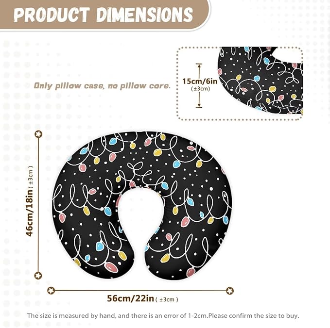 Christmas Lights Nursing Pillow Cover for U-Shaped Feeding Pillow Soft Nursing Pillow Case Hidden Zipper Design Skin-Friendly