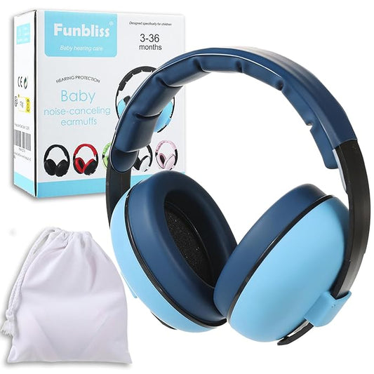 funbliss Baby Ear Protection for Babies and Toddlers for Ages 3 to 36 Months - Noise Reduction Earmuffs - Comfortable Baby Headphones Against Hearing Damage & Improves Sleep -Royal Blue