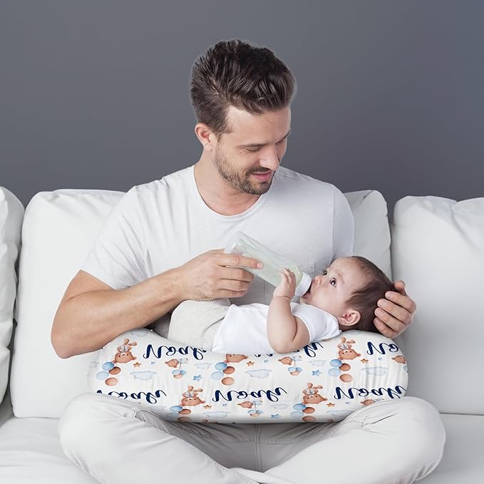Dyoart Custom Baby Nursing Pillow Cover for Nursing, Bear Theme Removable Nursing Covers for Breastfeeding Pillows, Ultra Soft Comfortable Slipcover for Newborn Baby Boys and Girls