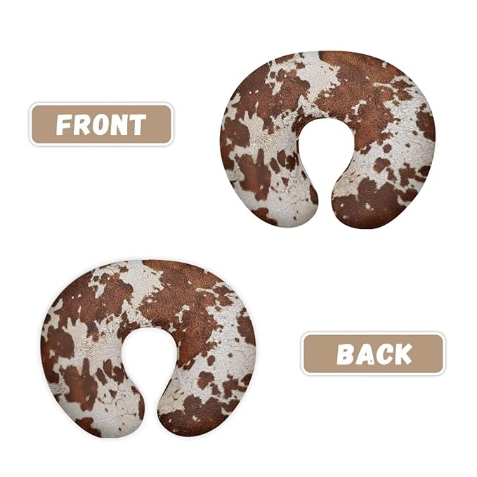 Nursing Pillow Cover for Baby Boys Girls, Brown Cow Print Breastfeeding Pillow Slipcover Cushion Cover, Soft Fabric Fits Snug On Infant