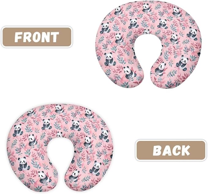 Panda Nursing Pillow Covers with Love Heart Printed for Newborn Breastfeeding Pillow Slipcover for Nursing Pillow U-Shaped Soft and Skin-Friendly Hidden Zipper Design