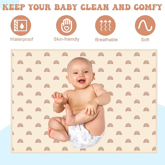 Geelin 4 Pcs 20" x 28" Leather Baby Changing Pad Wipeable Changing Pad Portable Waterproof Diaper Mat for Travel Home Toddler Infant Baby Shower Travel Gift, 4 Styles