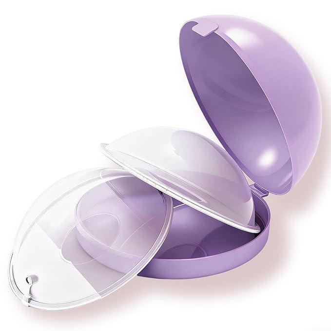 New Model with Plugs! 2PCS Breast Shells, Milk Saver, Wearable Nursing Cups, Protect Sore Nipples for Breastfeeding (Upgrade Purple, 2 Count (Pack of 1))