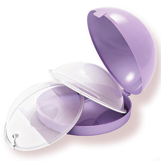 New Model with Plugs! 2PCS Breast Shells, Milk Saver, Wearable Nursing Cups, Protect Sore Nipples for Breastfeeding (Upgrade Purple, 2 Count (Pack of 1))