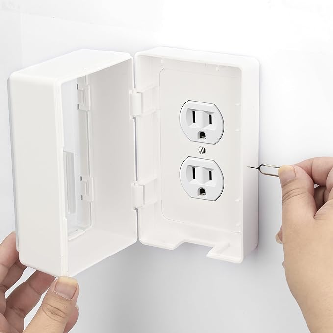 Bates- Baby Safety Outlet Cover Box, Locking Baby Proof Outlet Covers, Locking Plug Covers for Electrical Outlets