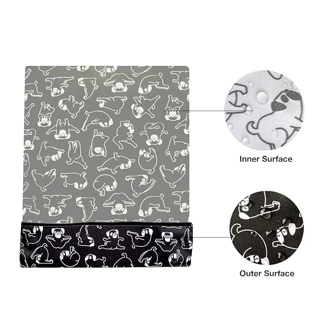 FLOCK THREE Washable and Reusable Wet Bag Diaper Bag Water Resistant Swimming Bag Travel Toiletries Pouch Yoga Dog Print Zippered 12.6'' x 16.5''
