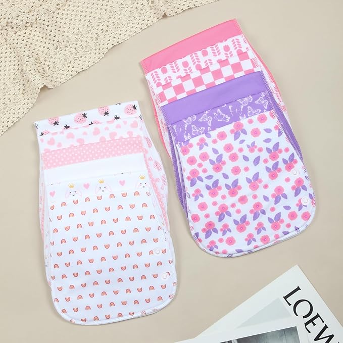 2-in-1 Burp Cloths and Baby Bips - 6 Pack Large Super Absorbent Soft Cotton Burping Cloths for Spit Up, 3 Layers Thick Baby Burp Rags for Girls & Boys