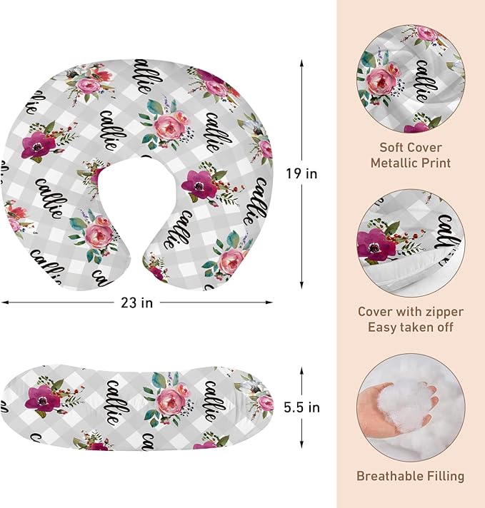 Dyoart Baby Nursing Pillow Cover,Personalized Comfortable Nursing Covers,Breastfeeding Pillow Slipcover for Bottle Feeding,Custom Gifts for Toddler Infant(23"x19"x5.5")(one Size)