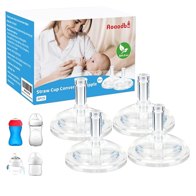 Sippy Straw Nipples for Philips Avent Natural Baby Bottles, My Grippy Spout Sippy Cup and Natural Trainer Sippy Cup, Replacement Bottle Nipple BPA-Free,4 Count, 8m+