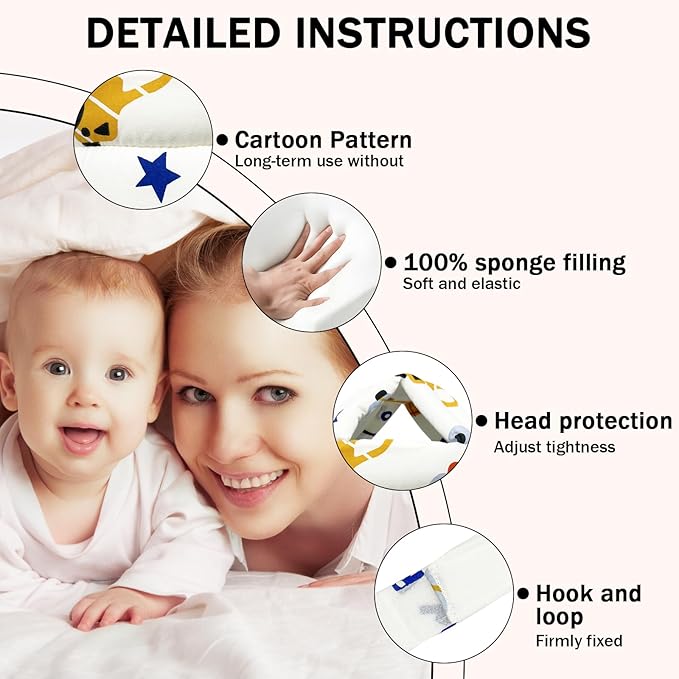 Baby Head Protector for Crawling Walking, Baby Helmet Adjustable No Bumps and Soft Cushion, Infant Safety Cap for Kid Learning to Walk