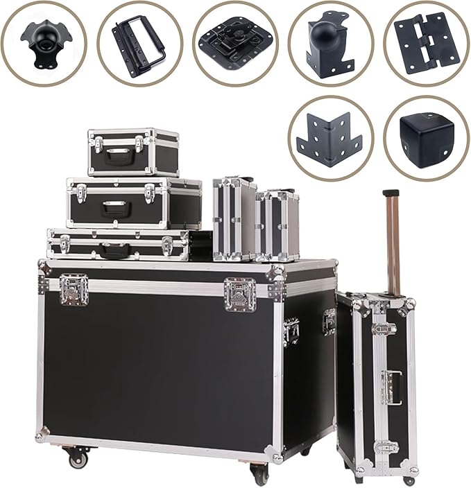 MY MIRONEY Black Flight Case Hardware Iron Ball Corner Three Leaf System with 2.9" Length Per Leaf Pack of 8
