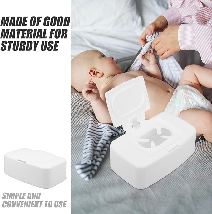 Ipetboom Baby Wipes Dispenser Refillable Wet Tissue Holder with Nonslip Base and Dust Cover Portable Wipe Storage Box for Nursery Kitchen Bathroom 6.69X4.13X2.36In