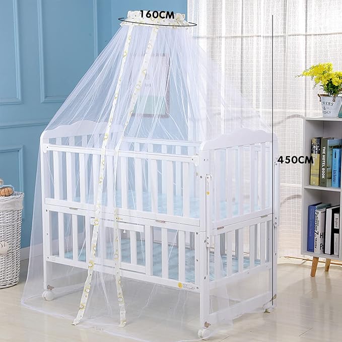 Crib Dome Mosquito Net, Universal 160x450cm Lace Decorative Toddler Bed Crib Canopy Netting for Baby Cribs, Breathable Mesh to Keep Mosquitos Away