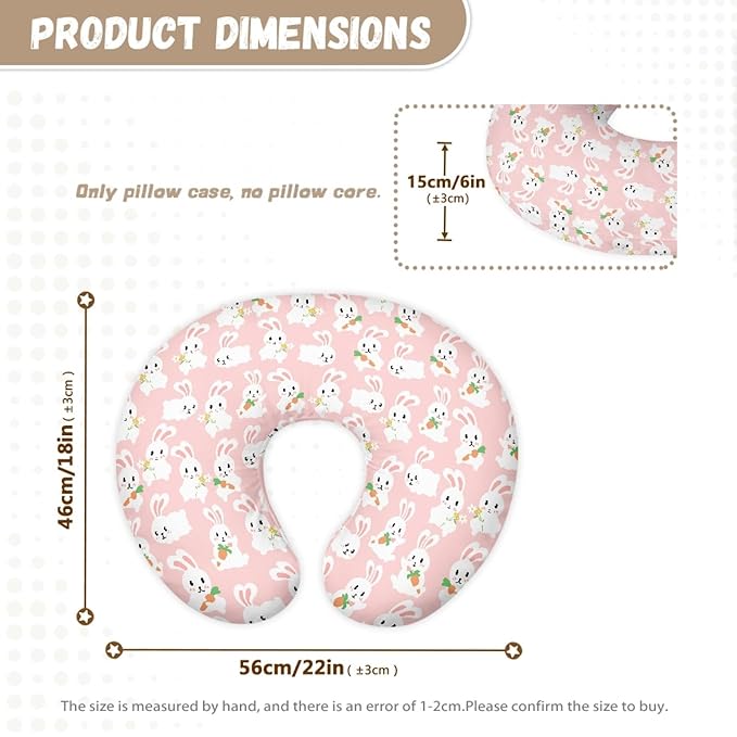 Forchrinse Cute Rabbit Nursing Pillow Cover Stretch Pillow Slipcover for Breastfeeding Mom Soft Nursing Pillow Slipcover for Baby Boys Girls