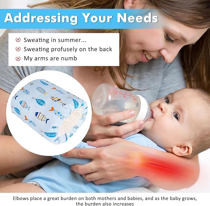 Baby Feeding Arm Pillow，Nursing Arm Pillows for Breastfeeding，Soft Cotton for Newborn, More Support for Mom and Baby,Portable and Washable,Ergonomic Nursing Essentials（Colorful Little Fish）
