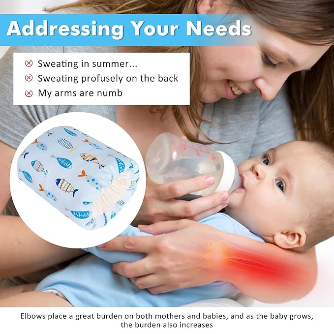 Baby Feeding Arm Pillow,Soft Cotton Bottle Nursing Arm Pillows for Newborn,Breastfeeding Pillows for More Support for Mom and Baby,Portable and Washable,Ergonomic Nursing Essentials(Colorful Fish)