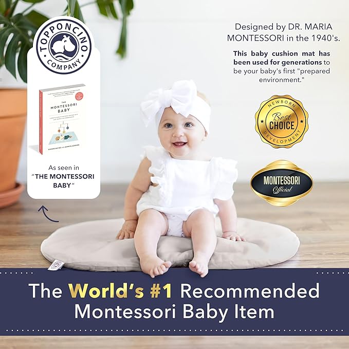 Montessori Baby Topponcino | Multifunctional Authentic Montessori Design | Simple Newborn Holding & Feeding Baby Support Pillow | Clean Infant Tummy Time Mat (Original, Grey)