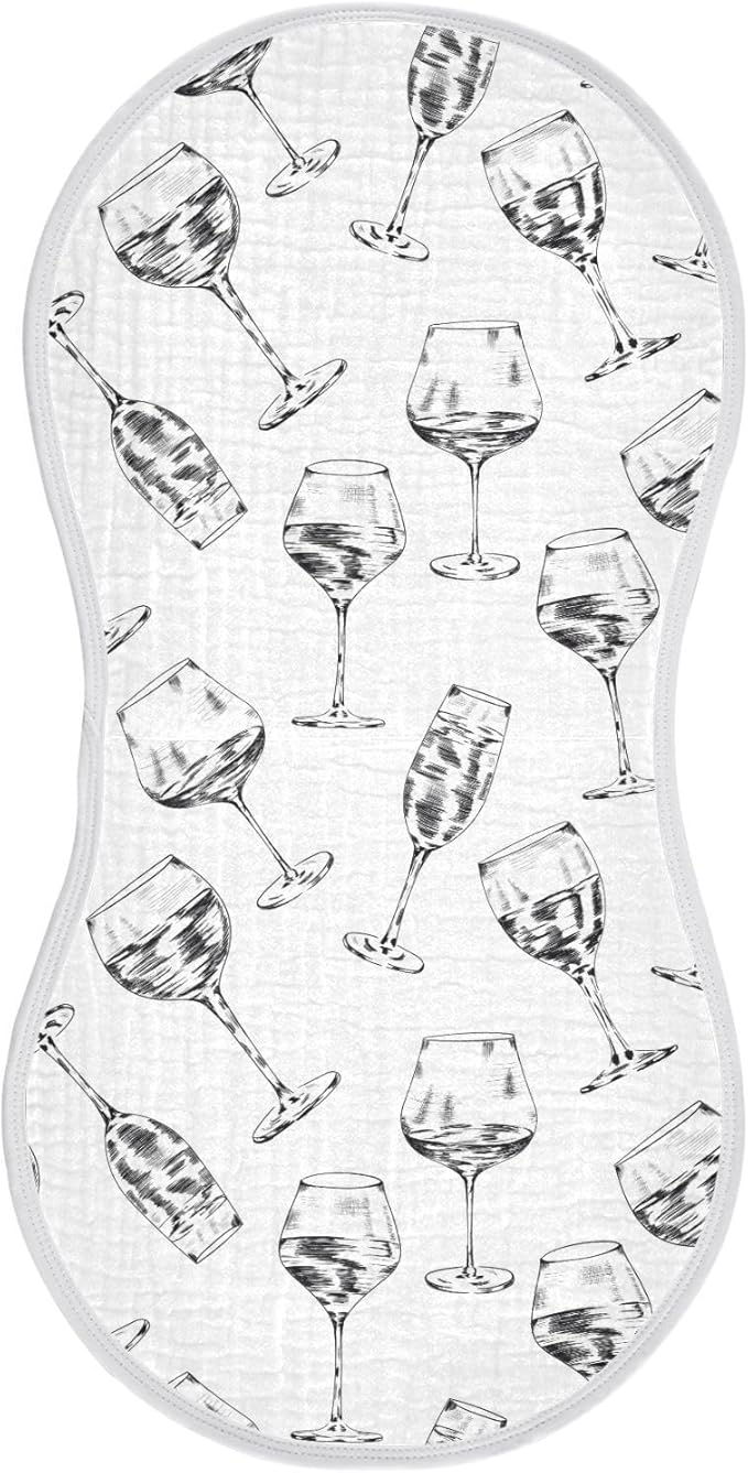 vvfelixl Muslin Burp Cloths Wine Champagne Glasses Drink Baby Washcloths for Baby Girl Boys 2 Pack