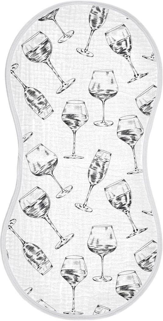vvfelixl Muslin Burp Cloths Wine Champagne Glasses Drink Baby Washcloths for Baby Girl Boys 2 Pack