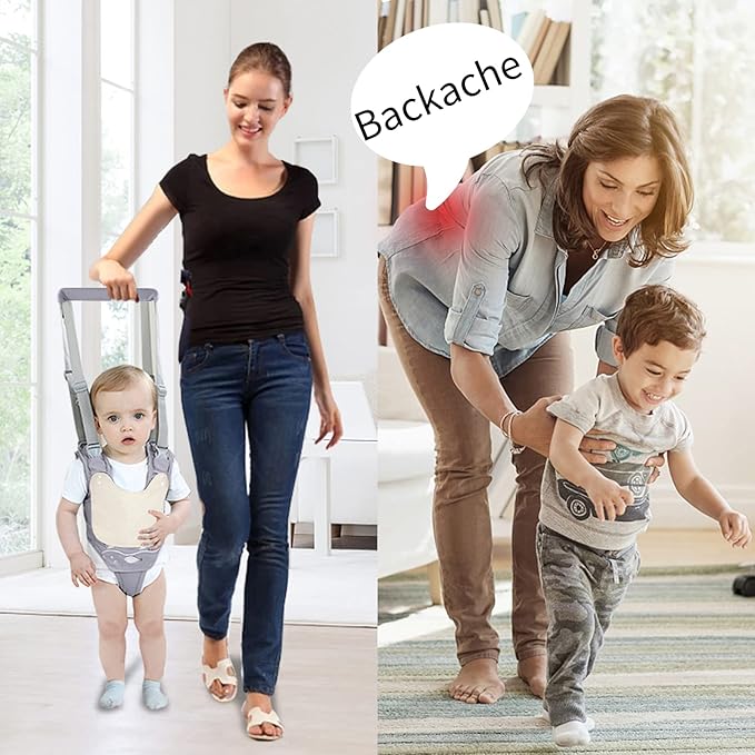 Baby Walking Harness, Handheld Kids Walker Helper with Detachable Crotch Adjustable Walker Harness Assistant Belt Baby Learning Walk Toddler Infant Walker 9-24 Months (Grey)