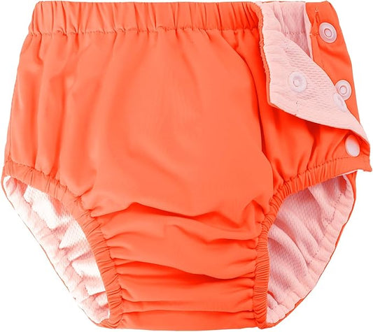 Baby Newborn Reusable Swim Diapers Washable Toddler Unisex Swim Diaper Infant Swimming Diapers (Orange, 6-18 M)