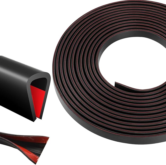 Silicone Edge Trim Self-Adhesive U Channel Silicone Edge Trim Edge Protector for Sheet Metal (Black, Fit 3/16" - L 20')