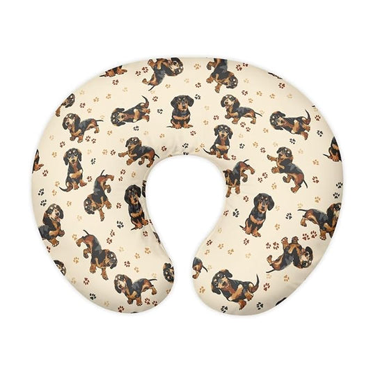 Jeiento Dachshund Nursing Pillow Covers Comfortable Pillowcase Dog Paw Dachshund Dogs Feeding Pillow Covers,Brown Breastfeeding Pillow Slipcover Fits U-Shaped Nursing Pillow