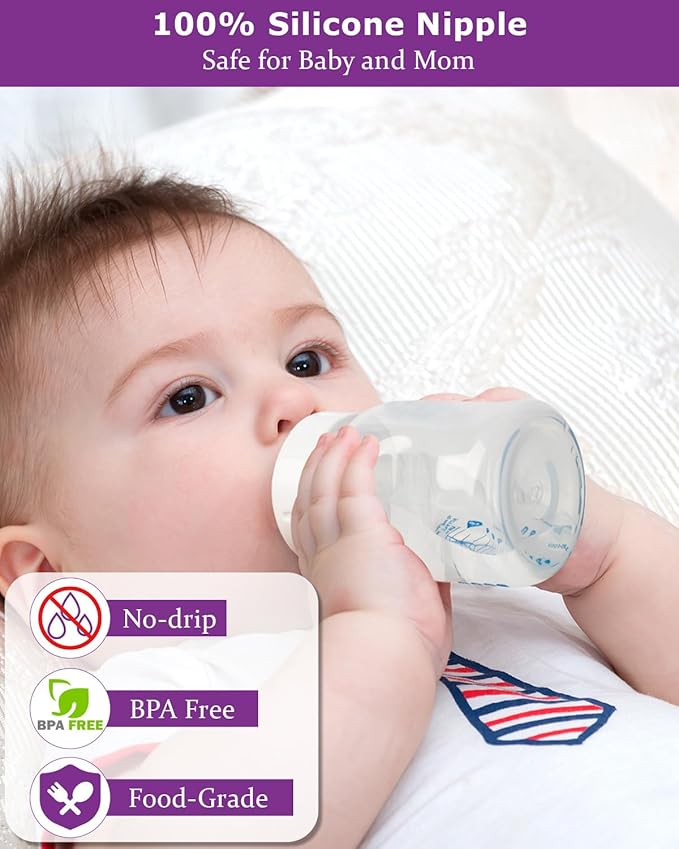 Sippy Nipple for Dr. Brown's Wide-Neck Baby Bottles and Sippy Spout Bottles,Variable Flow, Silicone Conversion Nipples,6+ Months,4 Count