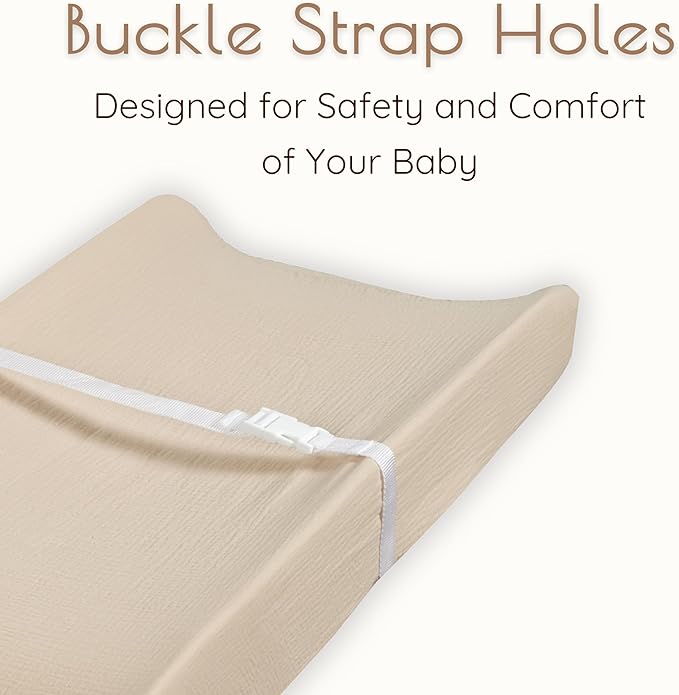 Baby Changing Pad Covers Boy, 2-Pack Changing Table Sheets, 100% Cotton Muslin Changing Pad Covers, 32"x16" x 8" Diaper Changing Pad Cover Boy, Oeko-TEX (Rainbow + Neutral Beige Changing Pad Cover)