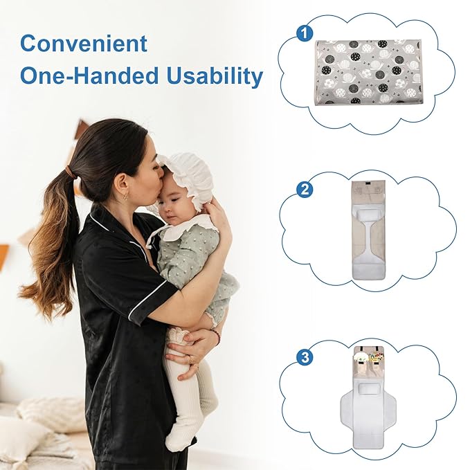 31" X 24.2" Extra Long Large Lightweight Toddler Diaper Changing Pad Travel, Cute Design 1-36 Month Infant Foldable Baby Changing Mat Wipeable, Changing Pad Portable for Station, Car, Stroller