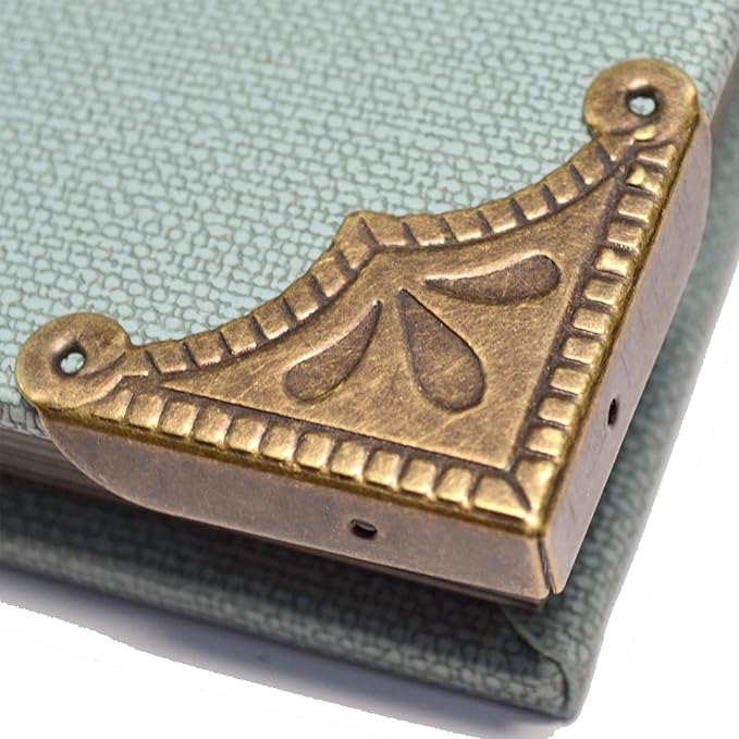 12 Pcs Vintage Bronze Corner Protectors Decorative Metal Edge Covers Antique Safety Guards Retro Right Angle Bracket with Nails for Furniture Edge Wood Case Corner Jewelry Box (Side Length:2-1/4")