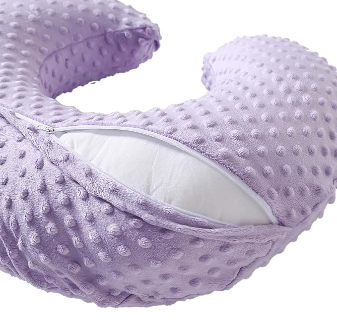 Nursing Pillow Cover Breastfeeding Pillow Cases Plush Dot Slipcover (Orchid)