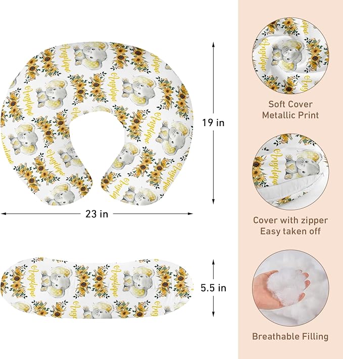 Dyoart Baby Nursing Pillow Cover,Personalized Name Soft Nursing Covers,Breastfeeding Pillow Slipcover for Bottle Feeding,Custom Gifts for Infant(23"x19"x5.5")(one Size)