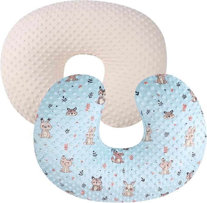 Dot Nursing Pillow Cover Set 2 Pack Nursing Pillow Slipcovers, Ultra Soft Compatible with Boppy Pillow,Standard Pillow for Baby Boy Girl Cream, Rabbit