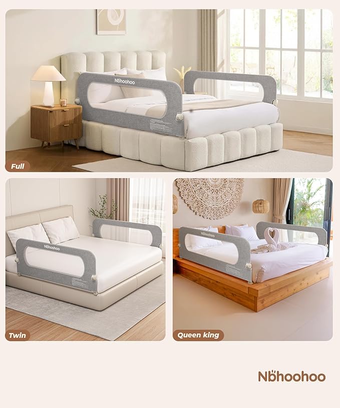 Bed Rail for Toddlers – 71 Inch Extra Long Toddler Bed Rail, Swing Down Bed Guard for Queen King Full Twin Size Beds, Foldable Baby Bed Rail with Safety Lock, No-Tool Install (Gray, 71 inch)