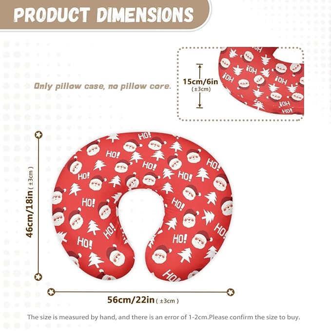 Santa Claus Baby Girls Boys Nursing Pillow Cover Baby Breastfeeding Slipcover Newborn Safety and Comfy Cover Baby Mom Essentials, 2 Packs